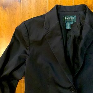 LAUREN RALPH LAUREN BLACK BLAZER COTTON/SPANDEX BLEND